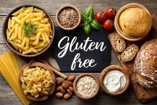 Selection of gluten-free foods and recipes
