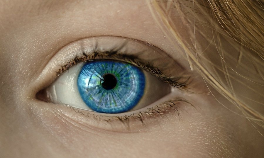 Close-up of a human blue eye