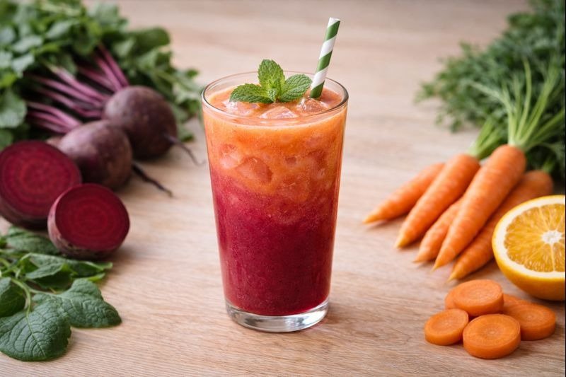 Beetroot and carrot juice for a one-day detox